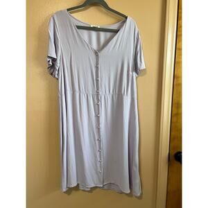 Goodthreads Womens XL Lavender Button Front Dress V Neck Empire Waist NWOT